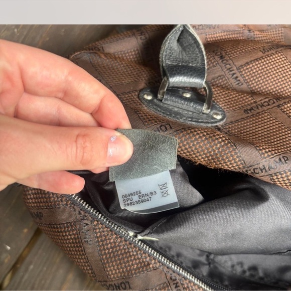 Longchamp Chic Brown Checkered Satchel with Black Accents - Picture 8 of 8